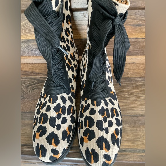 Kate Spade Leopard Print Knit Boots 7.5 - Picture 2 of 12